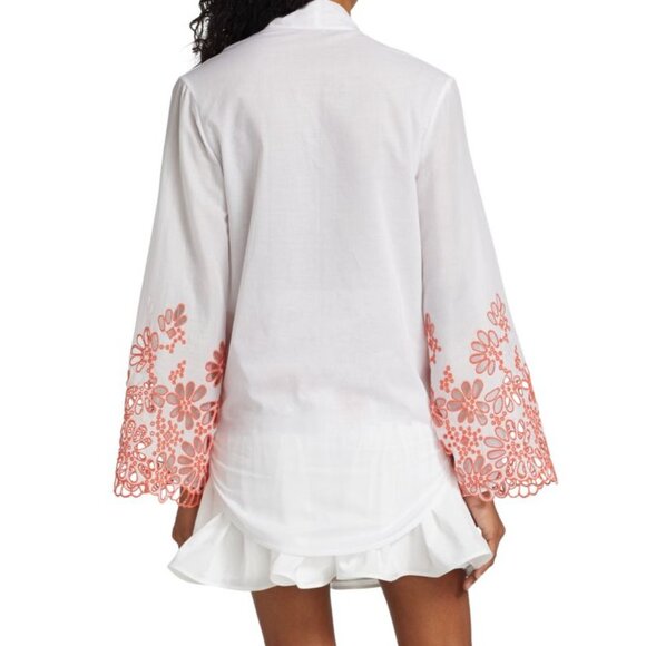 SILVIA TCHERASSI Grace White Scarlet Eyelet Knotted Blouse Size S NEW NWT - Picture 6 of 7